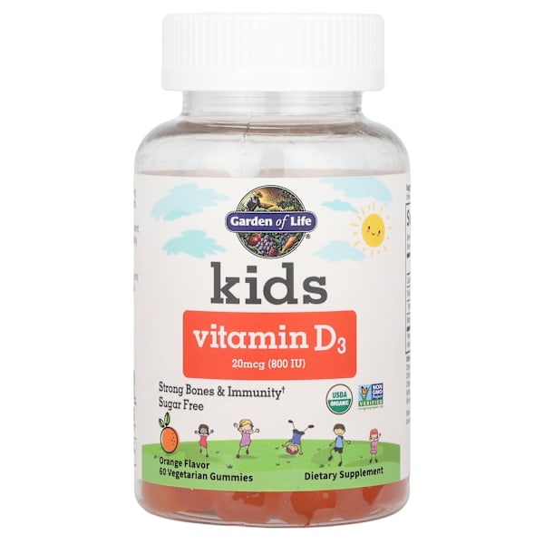 Kids, vitamin D3, orange, 800 IU, 60 lozenges