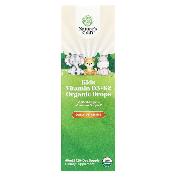 Organic D3 and K2 drops for kids, 60 ml