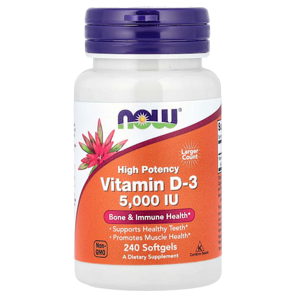 Vitamin D-3, High Potency, 5000 IU, 240 Softgels