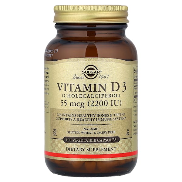 Vitamin D3, 2200 IU, 100 Vegetable Capsules