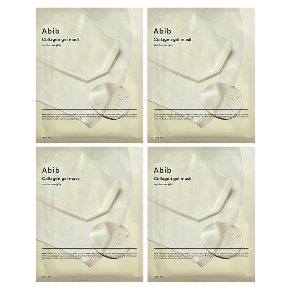 Abib, Collagen Gel Beauty Mask, Jericho Rose Jelly, 4 Sheets, 1.23 oz (35 g) Each