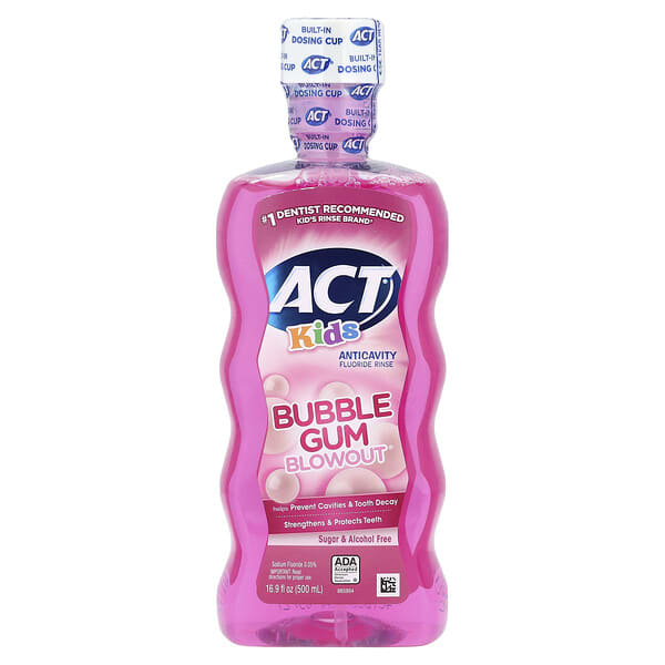 ACT, Хүүхдийн, Anticavity Fluoride Rinse, Bubble Gum Blowout®, Sugar & Alcohol Free, 16.9 fl oz (500 ml)