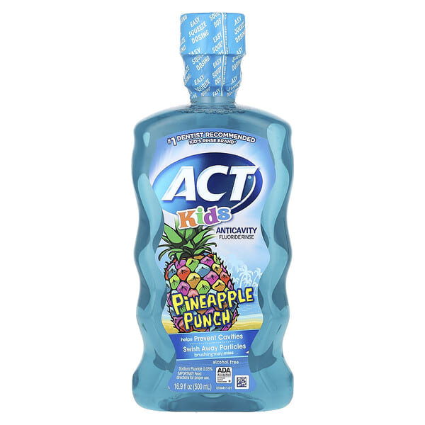 ACT, Хүүхдийн, Anticavity Fluoride Rinse, спиртгүй, Pineapple Punch, 16.9 fl oz (500 ml) (Discontinued Item)