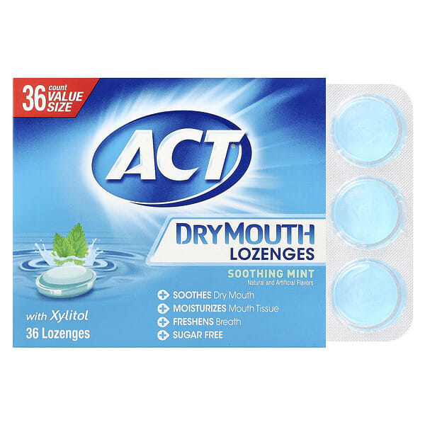 ACT, Dry Mouth Lozenges with Xylitol, Soothing Mint, 36 сорох шахмал