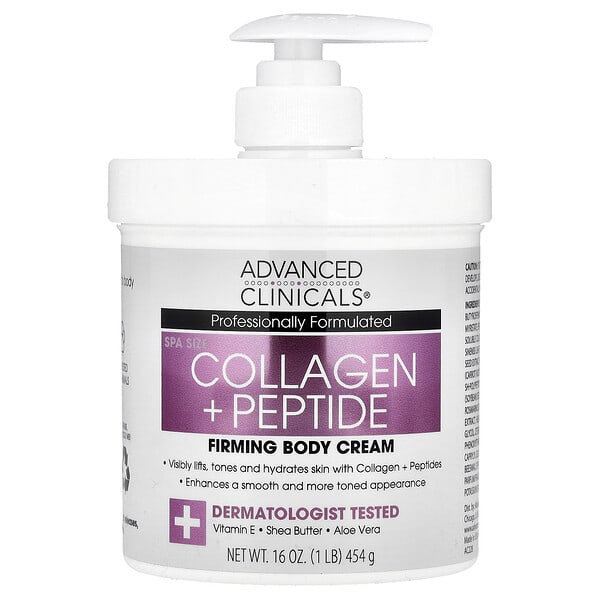 Advanced Clinicals, Collagen + Peptide Firming Body Cream, 16 oz (454 g)