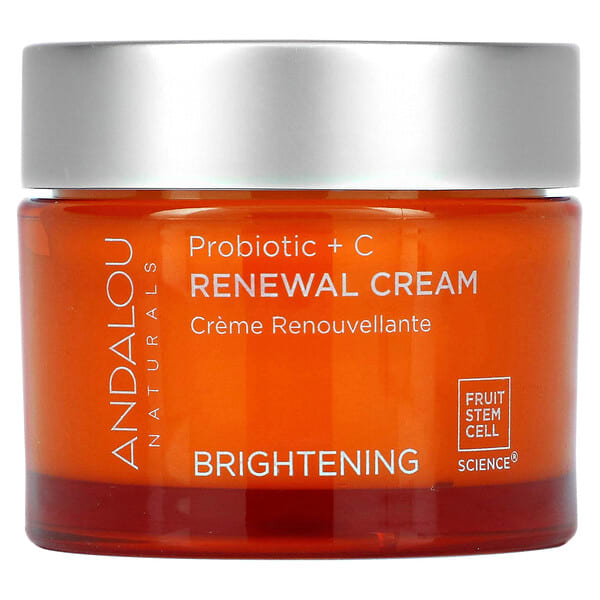 Andalou Naturals, Renewal Cream, Пробиотик + C, Brightening, 1.7 fl oz (50 ml)