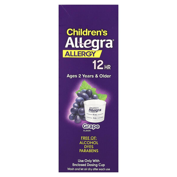 Allegra, Children's Allergy, 12 HR, Ages 2 Years & Older, Grape, 30 мг, 8 fl oz (240 ml) (Discontinued Item)