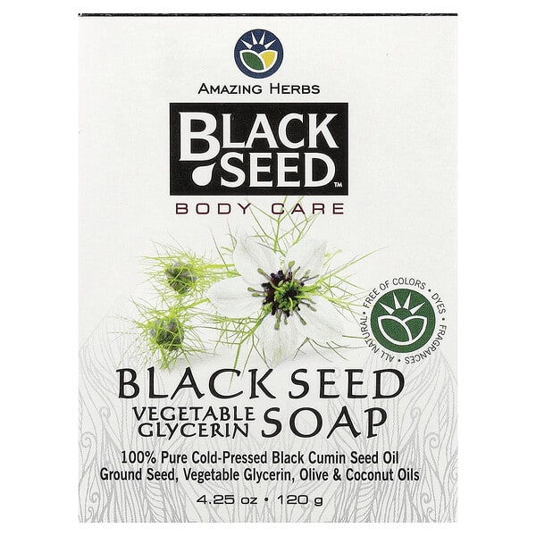 Amazing Herbs, Black үр, Body Care, Vegetable Glycerin Bar Soap, 4.25 oz (120 g)
