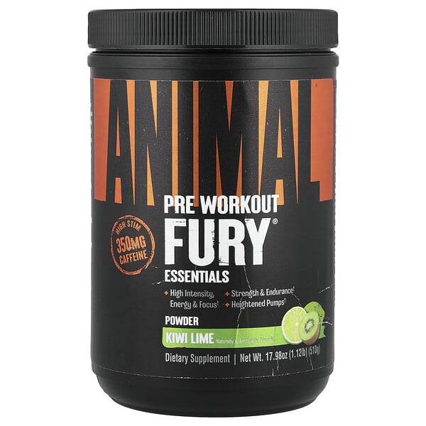 Animal, Fury® Essentials, Pre Workout, Kiwi Lime, 17.98 oz (510 g)