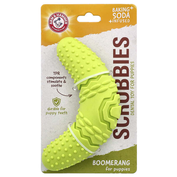 Arm & Hammer, Scrubbies, Dental Toy For Puppies, Boomerang, 1 Toy (Discontinued Item)