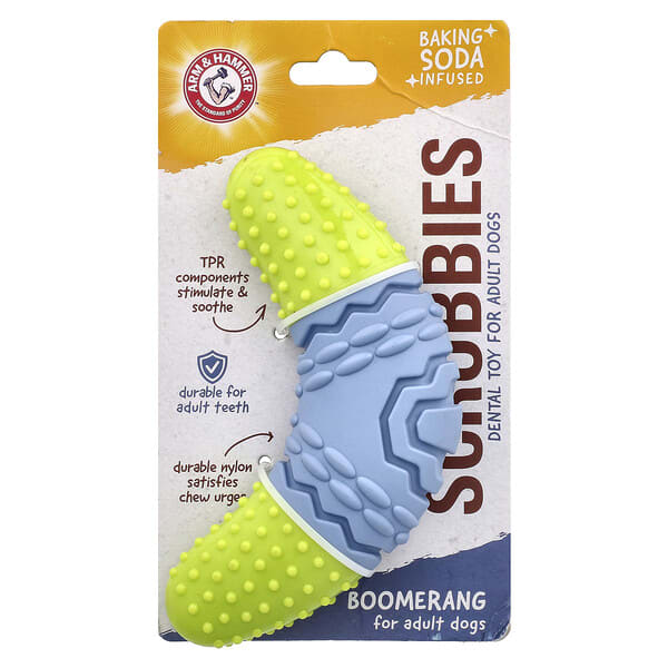 Arm & Hammer, Scrubbies, Dental Toy For Adult Dogs, Boomerang, 1 Toy (Discontinued Item)