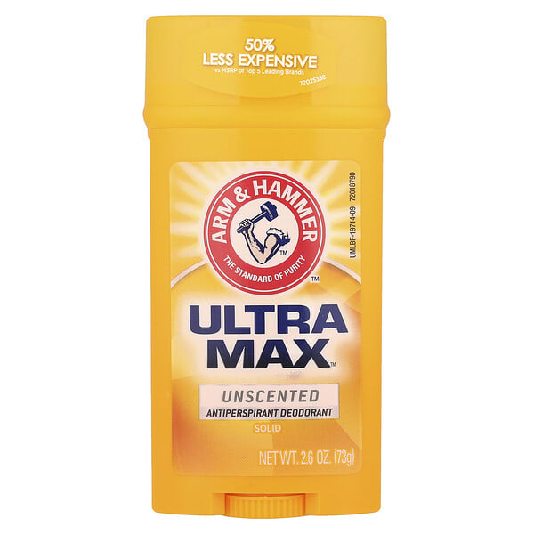 Arm & Hammer, Ultra Max™, Antiperspirant Deodorant Solid, үнэргүй, 2.6 oz (73 g)