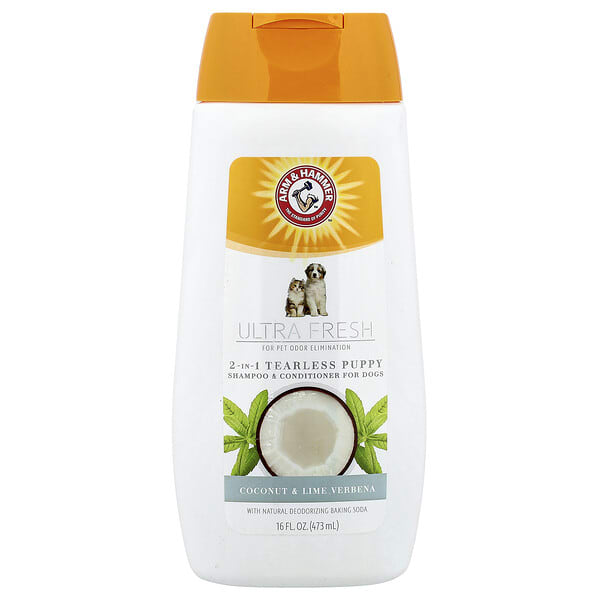 Arm & Hammer, Ultra Fresh, 2 In 1 Tearless Puppy Shampoo & Conditioner, For Dogs, Coconut & Lime Verbena, 16 fl oz (473 ml)