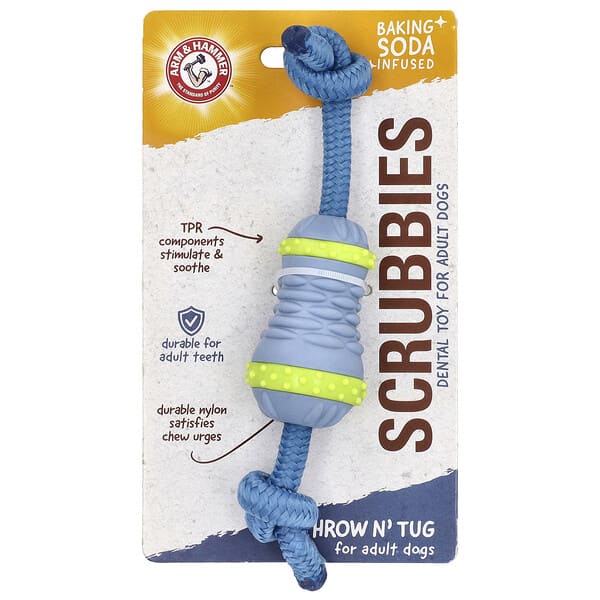 Arm & Hammer, Scrubbies, Dental Toy For Adult Dogs, Throw N' Tug, 1 Toy (Discontinued Item)