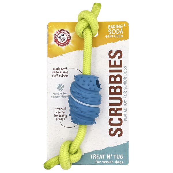 Arm & Hammer, Scrubbies, Dental Toy For Senior Dogs, Treat N' Tug, 1 Toy (Discontinued Item)