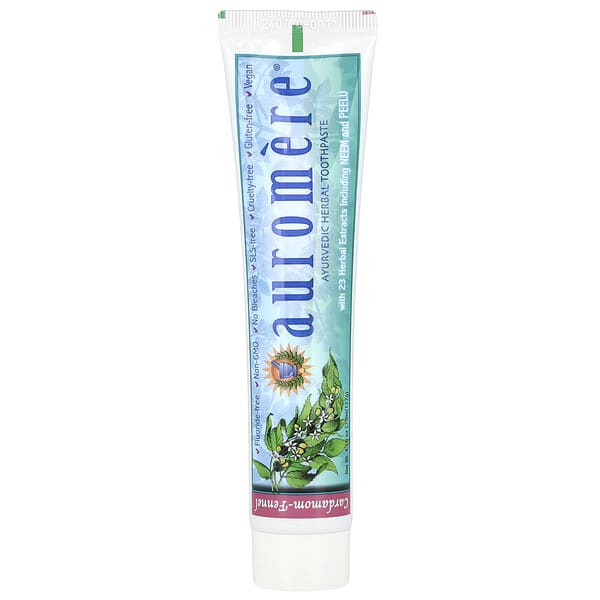 Auromere, Ayurvedic Herbal Toothpaste, Foam-Free, Cardamom-Fennel, 4.16 oz (117 g)