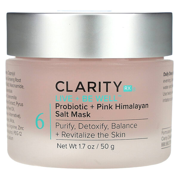 ClarityRx, Live + Be Well, Probiotic + Pink Himalayan Salt Mask, 1.7 oz (50 g) (Discontinued Item)