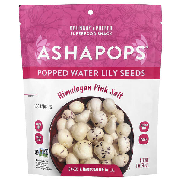 AshaPops, Popped Water Lily Seeds, Himalayan Pink Salt, 1 oz (28 g)