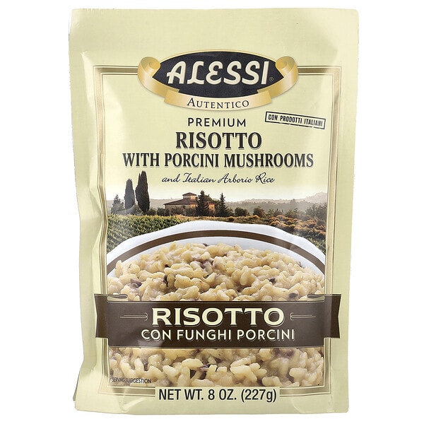 Alessi, Premium Risotto with Porcini Mushrooms and Italian Arborio Rice, 8 oz (227 g)