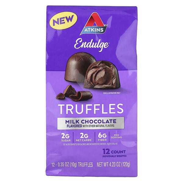Atkins, Endulge™, Truffles, Milk Chocolate, 12 ширхэг, 0.35 oz (10 g) тус бүр