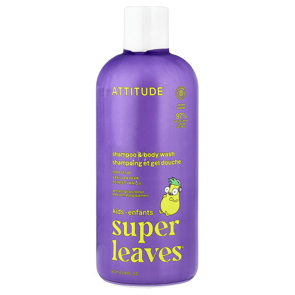 ATTITUDE, Super Leaves®, Shampoo & Body Wash, Vanilla & Pear, 16 fl oz (473 ml)