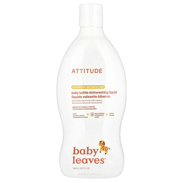ATTITUDE, Baby Leaves™, Baby Bottle Dishwashing Liquid, Pear Nectar, 23.7 fl oz (700 ml)