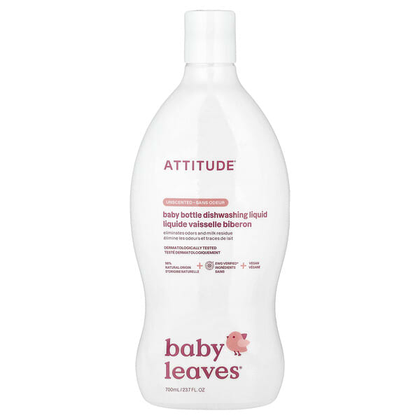 ATTITUDE, Baby Leaves®, Baby Bottle Dishwashing Liquid, үнэргүй, 23.7 fl oz (700 ml)