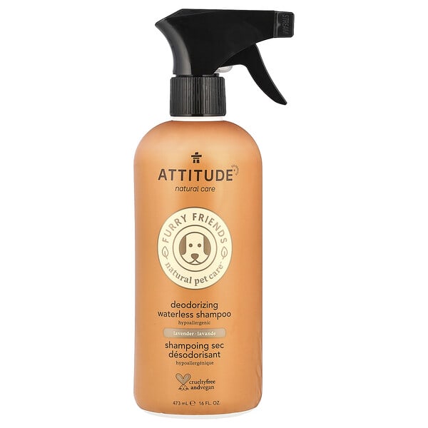 ATTITUDE, Furry Friends Natural Pet Care™, Deodorizing Waterless Shampoo, Lavender, 16 fl oz (473 ml) (Discontinued Item)
