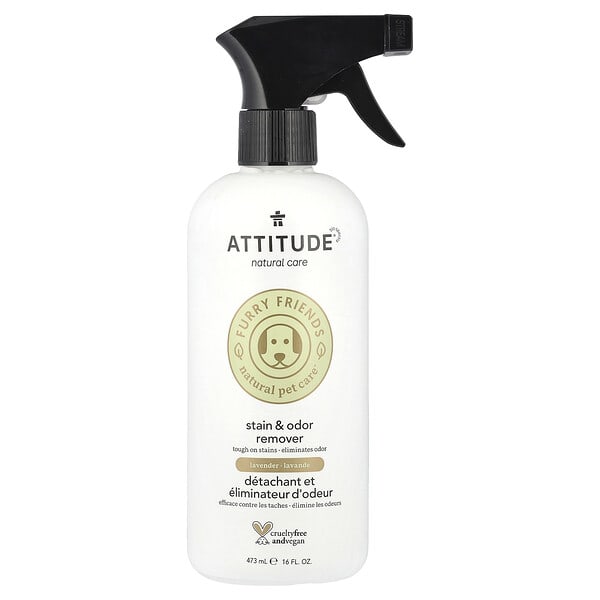 ATTITUDE, Furry Friends, Natural Pet Care™, Stain & Odor Remover, Lavender, 16 fl oz (473 ml)