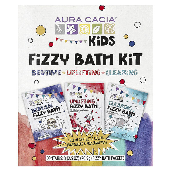 Aura Cacia, Хүүхдийн, Fizzy Bath Kit, Variety, 3 багц, 2.5 oz (70.9 g) Each