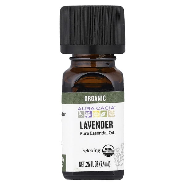 Aura Cacia, цэвэр Essential Oil, Organic Lavender, 0.25 fl oz (7.4 ml)