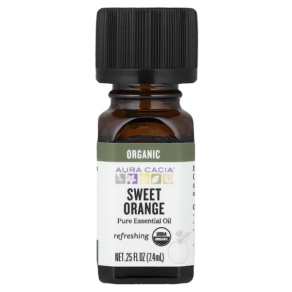 Aura Cacia, цэвэр Essential Oil, Organic Sweet Orange, 0.25 fl oz (7.4 ml)