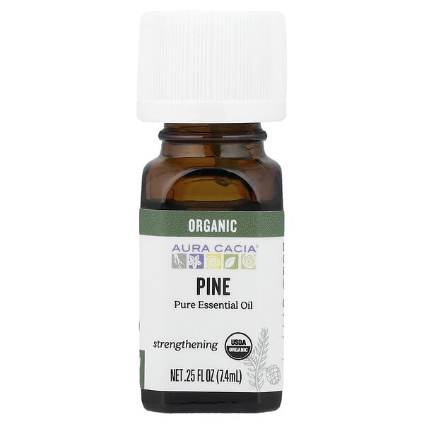 Aura Cacia, цэвэр Essential Oil, Organic Pine, 0.25 fl oz (7.4 ml)