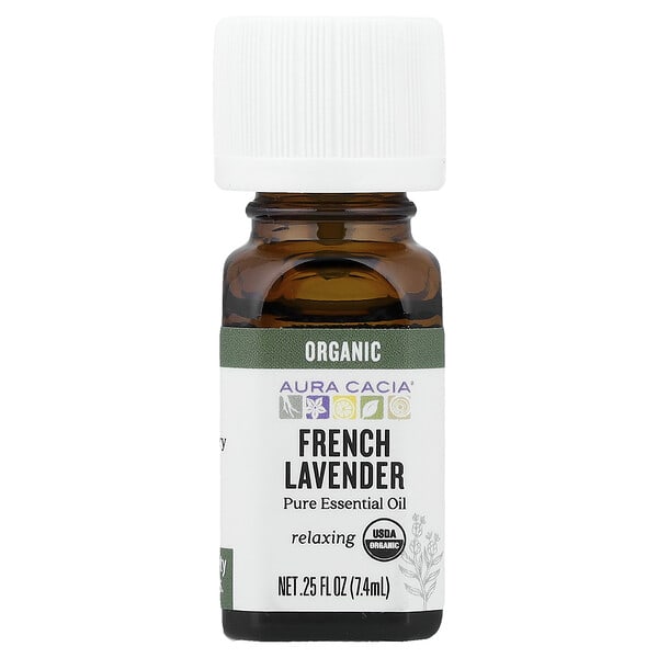 Aura Cacia, цэвэр Essential Oil, Organic French Lavender, 0.25 fl oz (7.4 ml)
