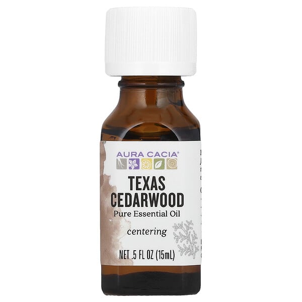 Aura Cacia, цэвэр Essential Oil, Texas Cedarwood, 0.5 fl oz (15 ml)