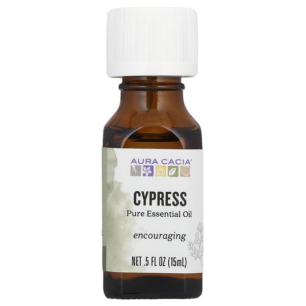 Aura Cacia, цэвэр Essential Oil, Cypress, 0.5 fl oz (15 ml)