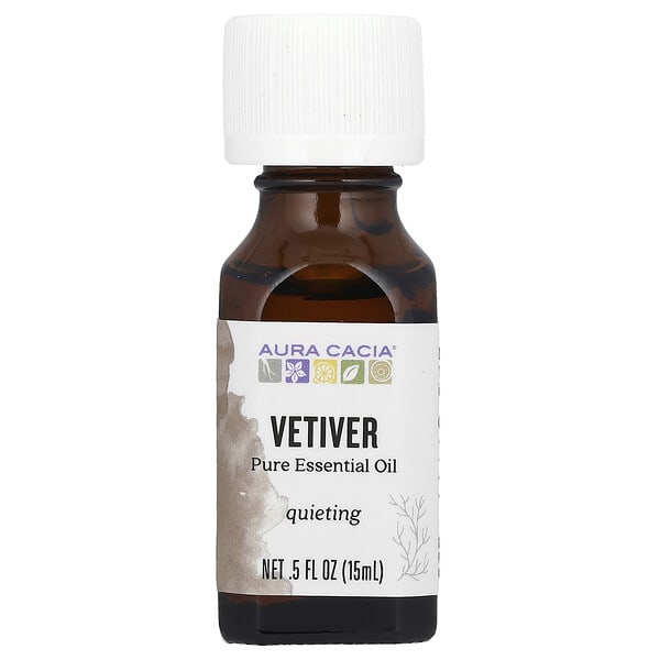 Aura Cacia, цэвэр Essential Oil, Vetiver, 0.5 fl oz (15 ml)