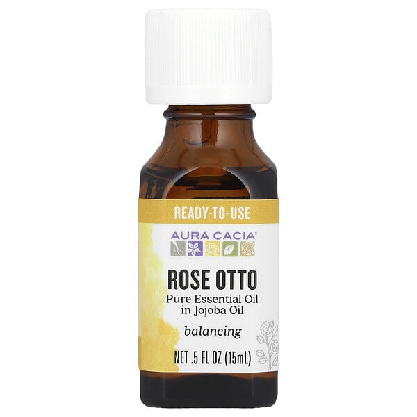 Aura Cacia, Pure Essential Oil in Jojoba Oil, Rose Otto, 0.5 fl oz (15 ml)