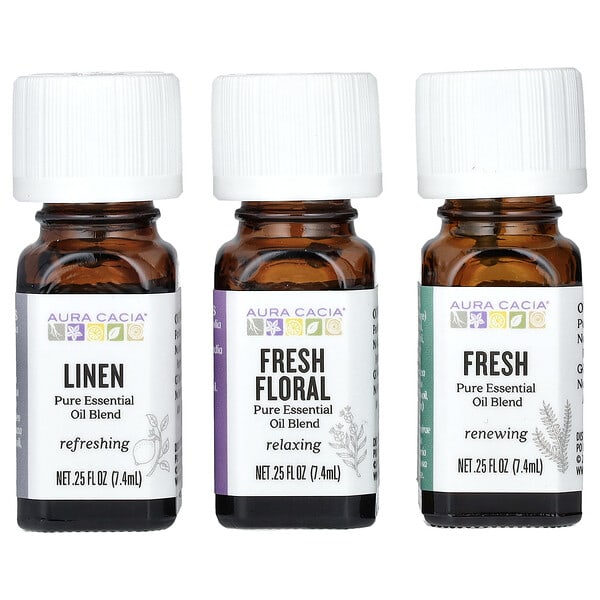 Aura Cacia, Fresh Home, Pure Essential Oil Blends, 3 Bottles, 0.25 fl oz (7.4 ml) Each (Discontinued Item)
