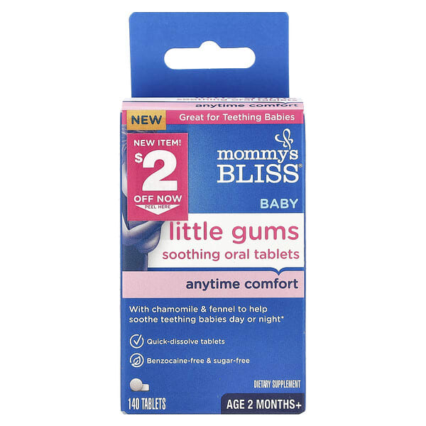 Mommy's Bliss, Baby Little Gums Soothing Oral Tablets, Age 2 Months+, 140 шахмал