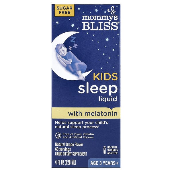 Mommy's Bliss, Хүүхдийн, Sleep Liquid with Melatonin, Age 3 Years+, байгалийн Grape, 4 fl oz (120 ml)