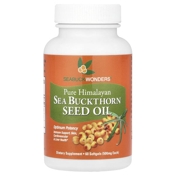 SeaBuckWonders, Sea Buckthorn Seed Oil, 60 зөөлөн капсул (500 мг per зөөлөн капсул)