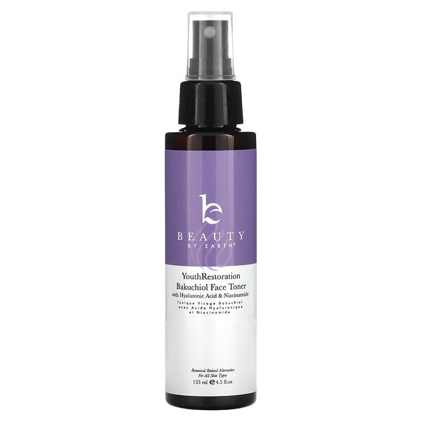 Beauty By Earth, Youth Restoration Bakuchiol Face Toner, For All Skin Types, 4.5 fl oz (133 ml)