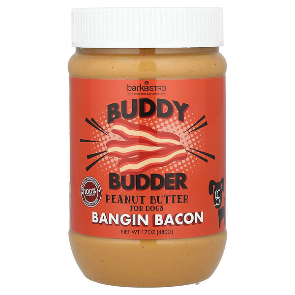Bark Bistro, Buddy Budder, Peanut Butter, For Dogs, Bangin' Bacon, 17 oz (480 g)
