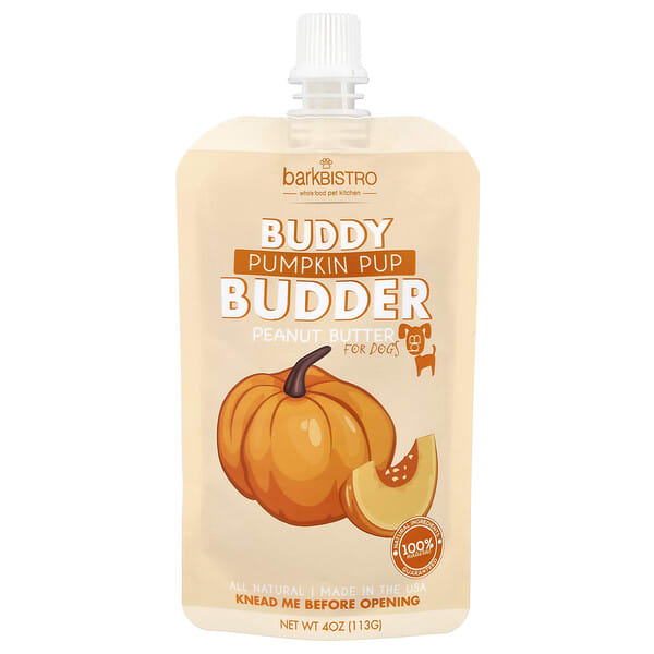 Bark Bistro, Buddy Budder, Peanut Butter, For Dogs, Pumpkin Pup, 4 oz (113 g)