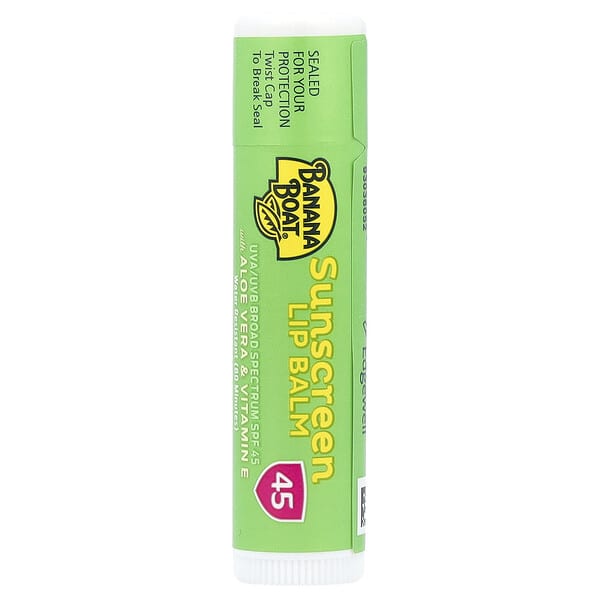 Banana Boat, Sunscreen Lip Balm With Aloe Vera & Vitamin E, SPF 45, 0.15 oz (4.25 g) (Discontinued Item)