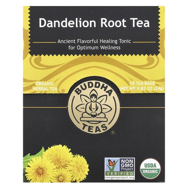 Buddha Teas, органик Herbal Tea, Dandelion үндэс, Caffeine Free, 18 Tea Bags, 0.83 oz (24 g)