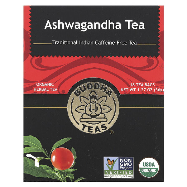 Buddha Teas, органик Herbal Tea, Ашваганда, 18 Tea Bags, 1.27 oz (36 g)