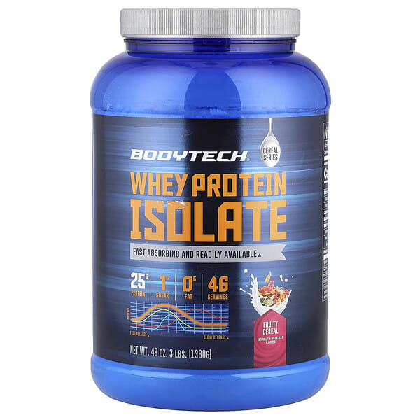 BodyTech, Whey уургийн изолят, Fruity Cereal, 3 lbs (1, 360 g)