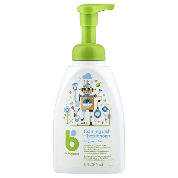 Babyganics, Foaming Dish + Bottle Soap, Fragrance Free, 16 fl oz (473 ml)
